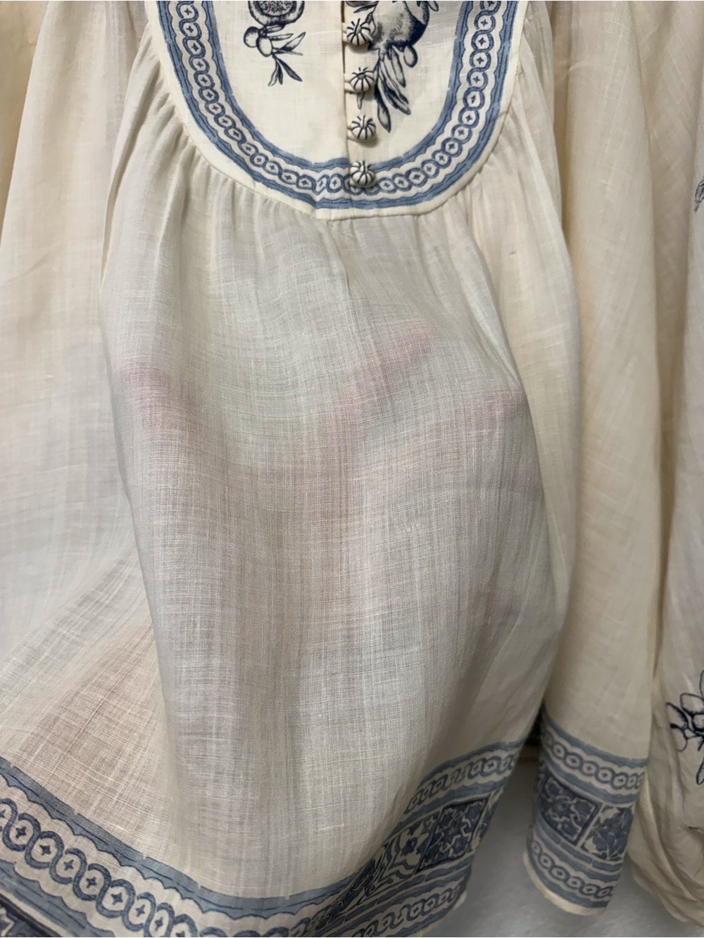ALÉMAIS Villa Romantica Blouse Cream Blue NWOT Size 6 - Picture 10 of 16